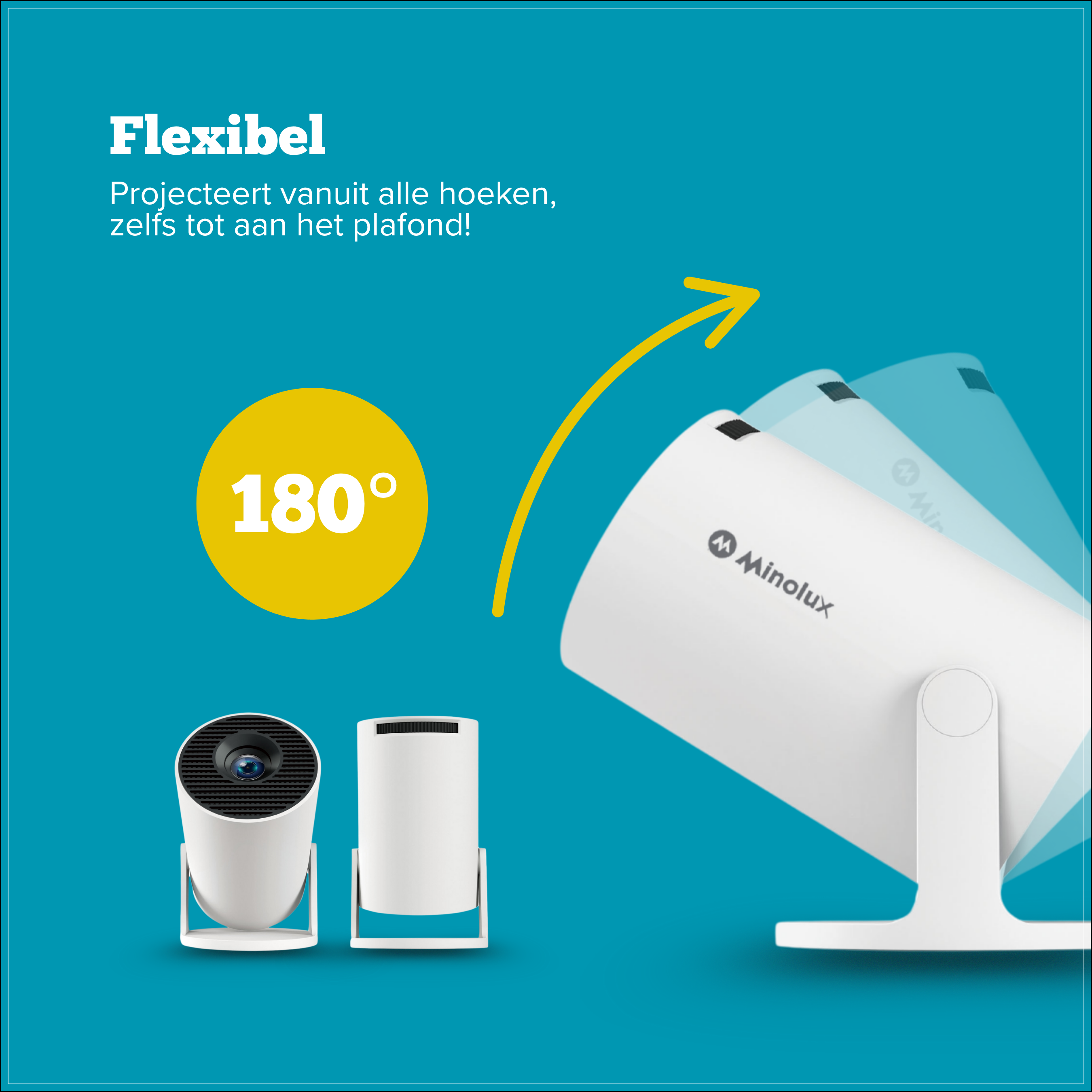 Flexibele projectie tot 120 inch schermformaat